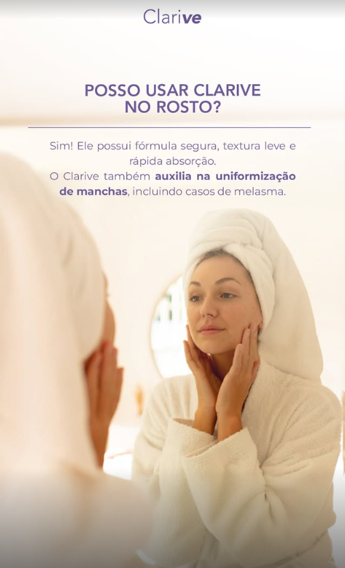 Cuidados com a pele usando Clarive