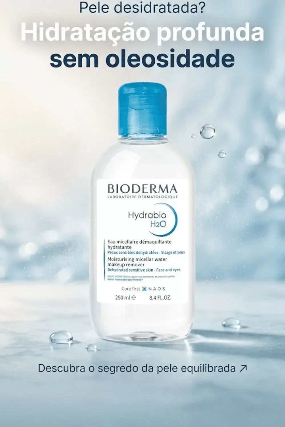 bioderma-hydrabio-h2o agua micelar para pele sensivel hidratada